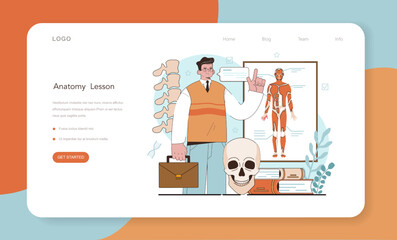 Anatomy school subject web banner or landing page. Internal human organ