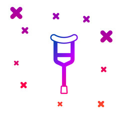 Color Crutch or crutches icon isolated on white background. Equipment for rehabilitation of people with diseases of musculoskeletal system. Gradient random dynamic shapes. Vector