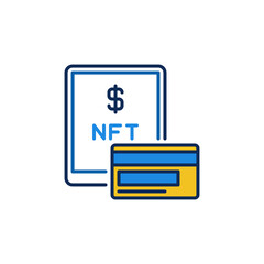 NFT Online Purchase colored icon - vector Tablet and Bank Card symbol