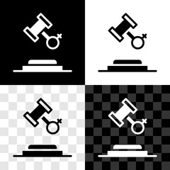 Set Female rights icon isolated on black and white, transparent background. Female power. Vector