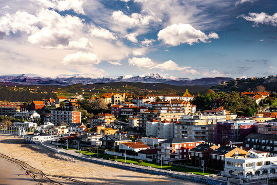 Panorama of Suances town in Cantabria