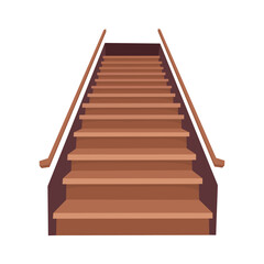 Wooden staircase on white background. Steps up. Cartoon vector illustration.