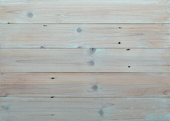 Naklejka premium Cool tone wood plank desktop background. High key wood plank texture background.