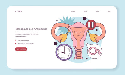 Menopause web banner or landing page. Female reproductive organ