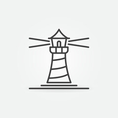 Obraz premium Cute Lighthouse linear vector concept icon or sign