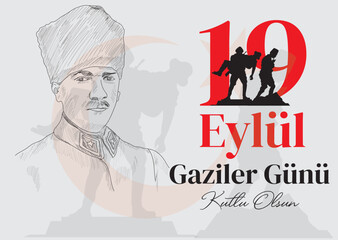 September 19 Happy Veterans Day. turkish: 19 eylul gaziler gunu kutlu olsun