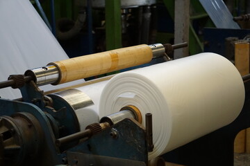 The winding unit of blown film machine consists of stainless steel roll and paper core.