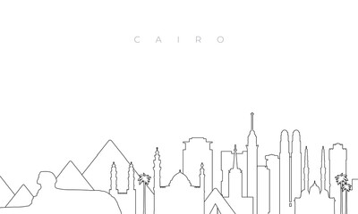 Outline Cairo skyline. Trendy template with Cairo buildings and landmarks in line style. Stock vector design.