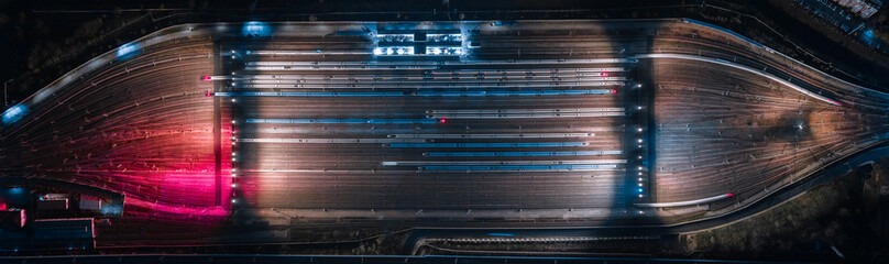 Aerial photo of high-speed rail parked on railway tracks in high-speed rail warehouse.Taken at...
