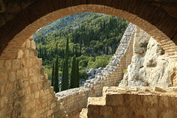 Sokol grad in Konavle area in Croatia, medieval defending fortress 