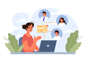 Online office. Modern virtual office developing and moderating