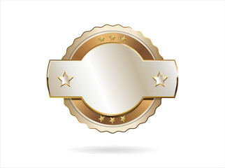 Golden badge retro style isolated on white background 