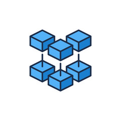Blockchain vector concept blue icon - Block Chain Technology colored symbol