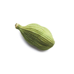 Dry green cardamom pod isolated on white, top view