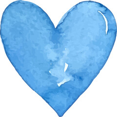 Fototapeta premium Blue watercolor heart shape