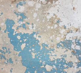 Old grunge blue and white painted wall background