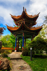 Fototapeta premium Traditional chinese gazebo in Chinese garden in Zurich, Switzerland