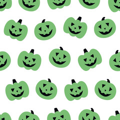 Seamless pattern green pumpkin Halloween vector illustration