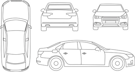 Vector Car line art and car logo symbol