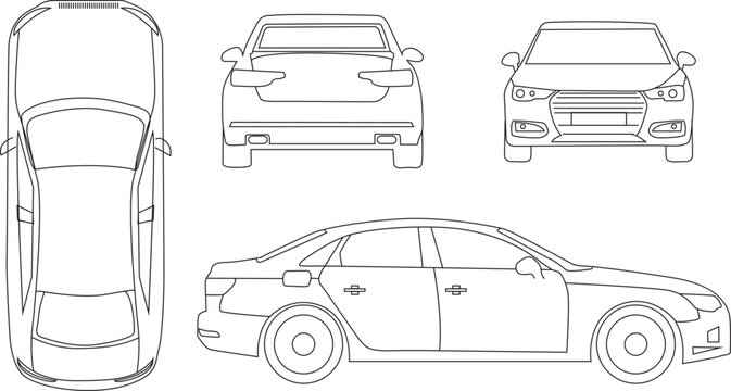 Vector Car line art and car logo symbol