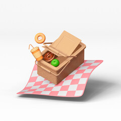 Picnic basket icon isolated 3d render illustration