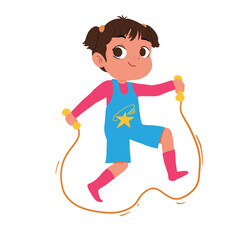 Obraz premium Child plays jump rope or skipping. 