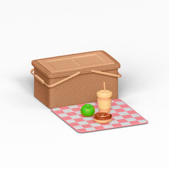 Picnic basket icon isolated 3d render illustration