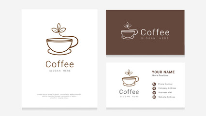 Coffee Logo line with Business Card elegant