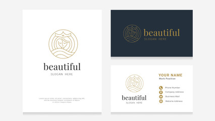 Fototapeta premium Beauty Spa Logo, Woman logo with business card elegant