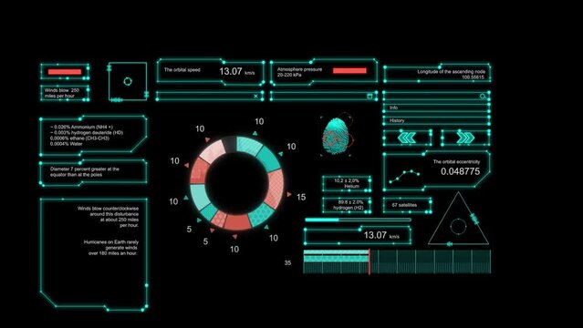Futuristic HUD panel positioning and targeting motion element