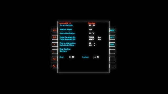 Futuristic HUD panel positioning and targeting motion element
