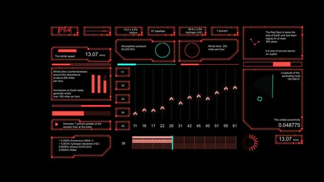 Futuristic HUD panel positioning and targeting motion element