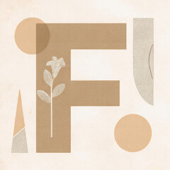 Letter F Abstract Typography on Paper