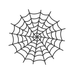 Vector Spider web icon drawn in one line on white for halloween.