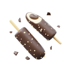 Chocolate bar ice cream Icon Isolated 3d render Illustration