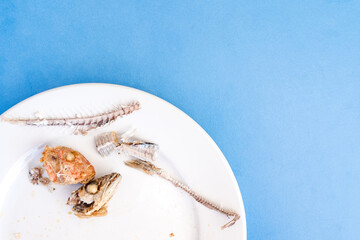 Dish with fried fish bones