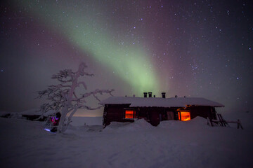 Northern lights in Pallas Yllastunturi National Park, Lapland, Finland