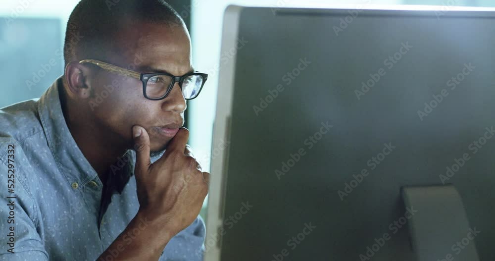 Poster tech, software and computer specialist thinking how to fix data glitch on media company ux. cloud co