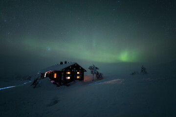 Northern lights in Pallas Yllastunturi National Park, Lapland, Finland