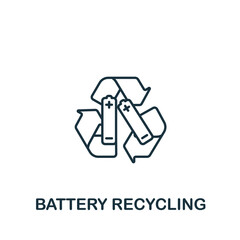 Battery Recycling icon. Line simple icon for templates, web design and infographics