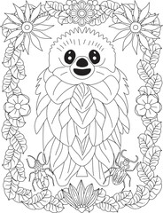 A Stylized Funny Sloth Coloring Page