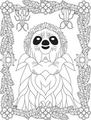 A Stylized Funny Sloth Coloring Page