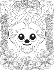 A Stylized Funny Sloth Coloring Page