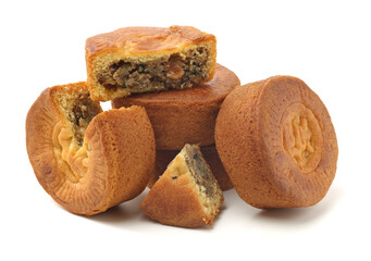 Mid-Autumn Festival moon cake on white background 