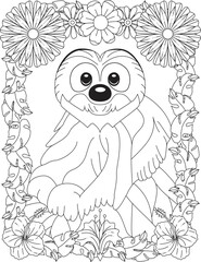 A Stylized Funny Sloth Coloring Page