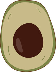 Green avocado. Single element on a white background. Emblem and badge. Vector. Flat style.