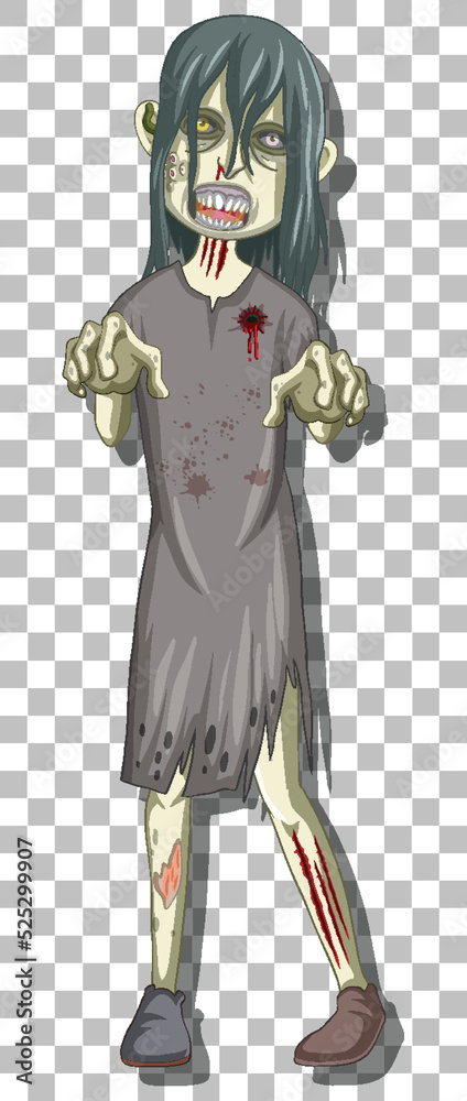 Poster Scary zombie cartoon character