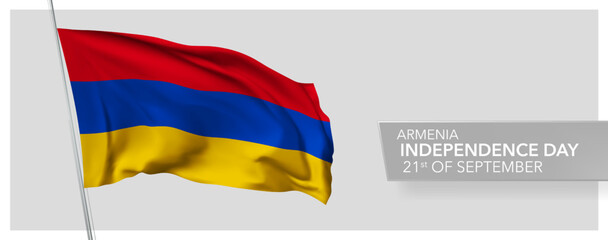 Armenia happy independence day greeting card, banner vector illustration