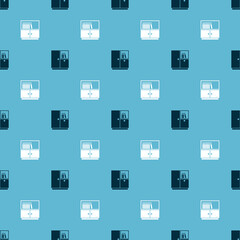 Set Wardrobe and Library bookshelf on seamless pattern. Vector