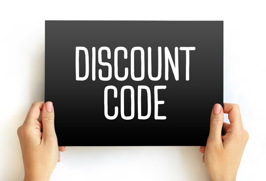 Discount Code - personalized or publicly-released code offered to customers as a purchasing incentive that reduces the price of an order, text concept on card